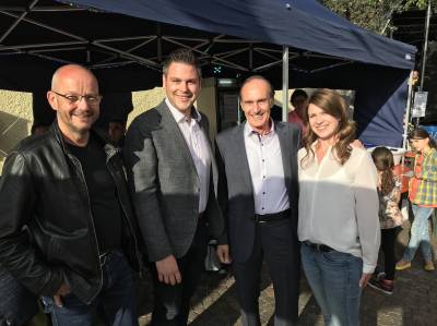 Untergruppenbachs CDU Vorsitzender Peter Hagmann mit BM Andreas Vierling und Eberhard Gienger MdB beim Stra&szlig;enfest in Untergruppenbach